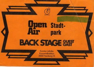 Golden Earring backstage pass July 07, 1979 Hamburg - Stadtpark